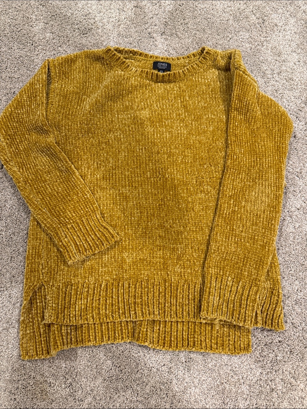 Jones New York Mustard Crewneck Chenille Sweater